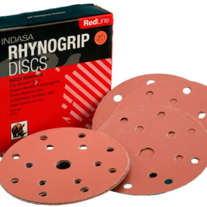 Indasa Rhynogrip Redline Aluminium Oxide Self-Grip Discs 150mm 15 Hole P1500 - Pack of 50 (C38672) - Image 1