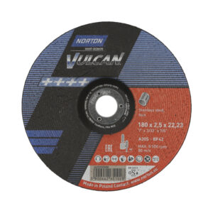 Norton Vulcan INOX Slitting Disc 180mm 2.5mm x 22.23mm TYPE 42 (Pack of 25)