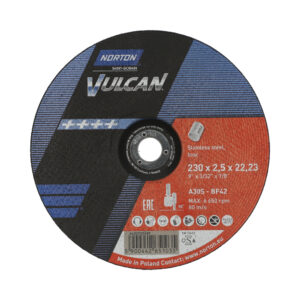 Norton Vulcan INOX Slitting Disc 230mm 2.5mm x 22.23mm TYPE 42 (Pack of 25)