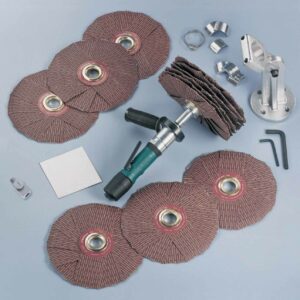 Dynabrade 52062 Dyninger Finishing Tool Deluxe Versatility Kit .4 hp, Straight-Line, 200-950 RPM, Rear Exhaust, 5/8" (16 mm) or 1" (25 mm) Dia. Arbor
