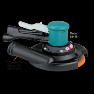 Dynabrade 58444 6" (152 mm) Dia. Two-Hand Gear-Driven Sander, Central Vacuum .45 hp, 900 RPM, Rear Exhaust, Hook-Face Pad