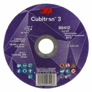 3M Cubiton 3 Cut-Off Wheel T41 75mm x 1mm x 9.53mm A60 (89623) - Pack of 25