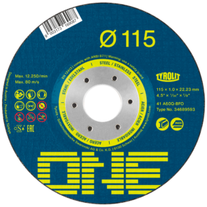 Tyrolit ONE Inox Flat Cut off Wheel - 115mm x 1mm x 22.23mm - (Pack of 25)